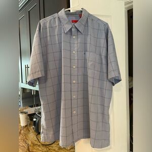 Izod Blue Short Sleeve Button Up Shirt